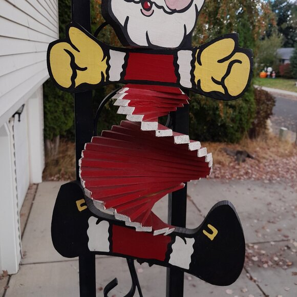 Unique Handpainted Wood Wind Spinner Santa Christmas Outdoor Decoration READ 18" - Picture 2 of 13